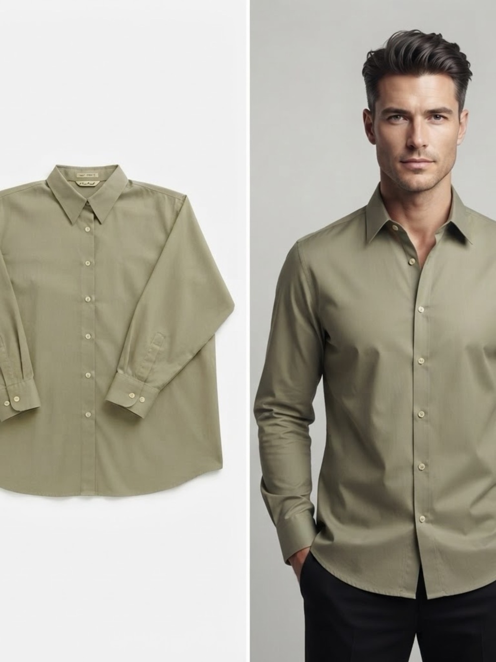 Eddie Bauer Men's Olive Button-Down Shirt XXL
